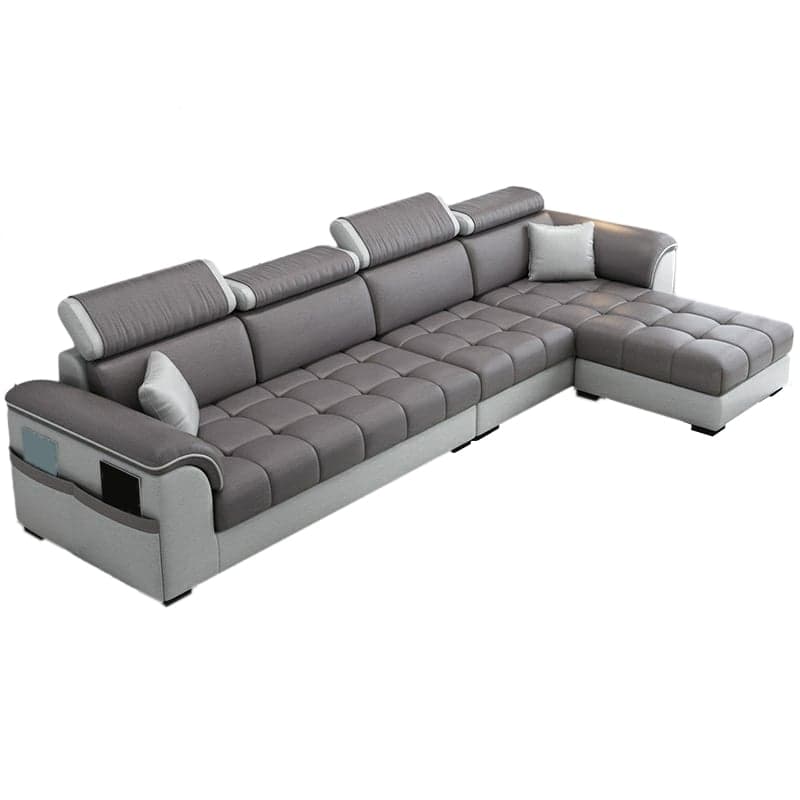 Modern Reversible L-Shape Sectional Sofa with Pillow Top Arm Design and Adjustable Headrest - image 7