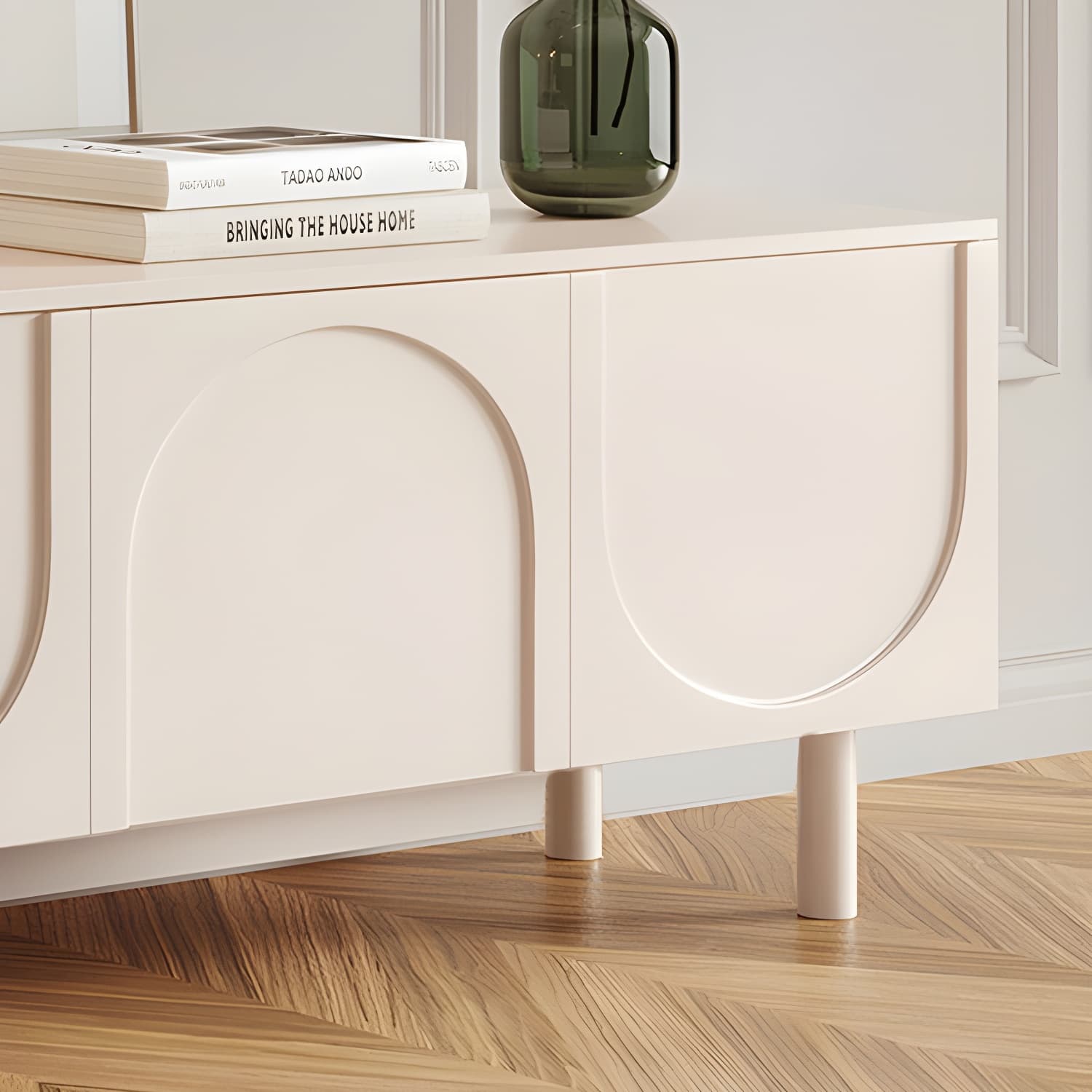 Scandinavian Cream 19.7" H TV Stand Console with Storage Cabinet - image 6