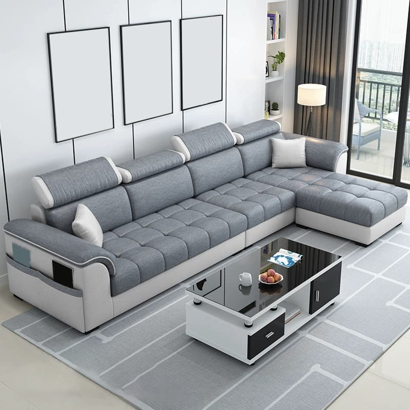Modern Reversible L-Shape Sectional Sofa with Pillow Top Arm Design and Adjustable Headrest - image 12
