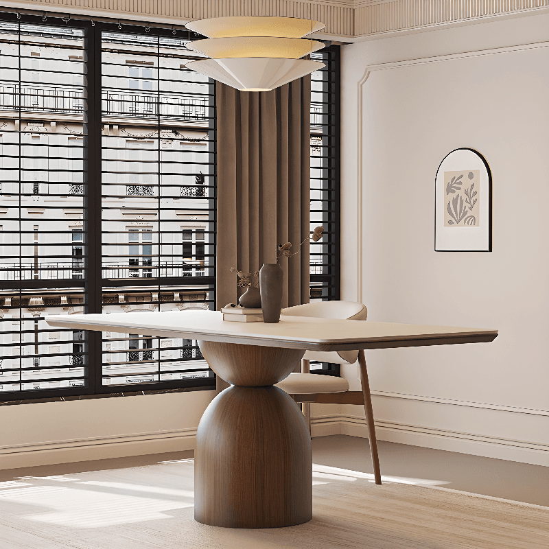 Modern Dining Table Set with Chalk Slate Tabletop, Four Legs and Upholstered Back Cushion Chair for Seats 6/for 4 - image 4