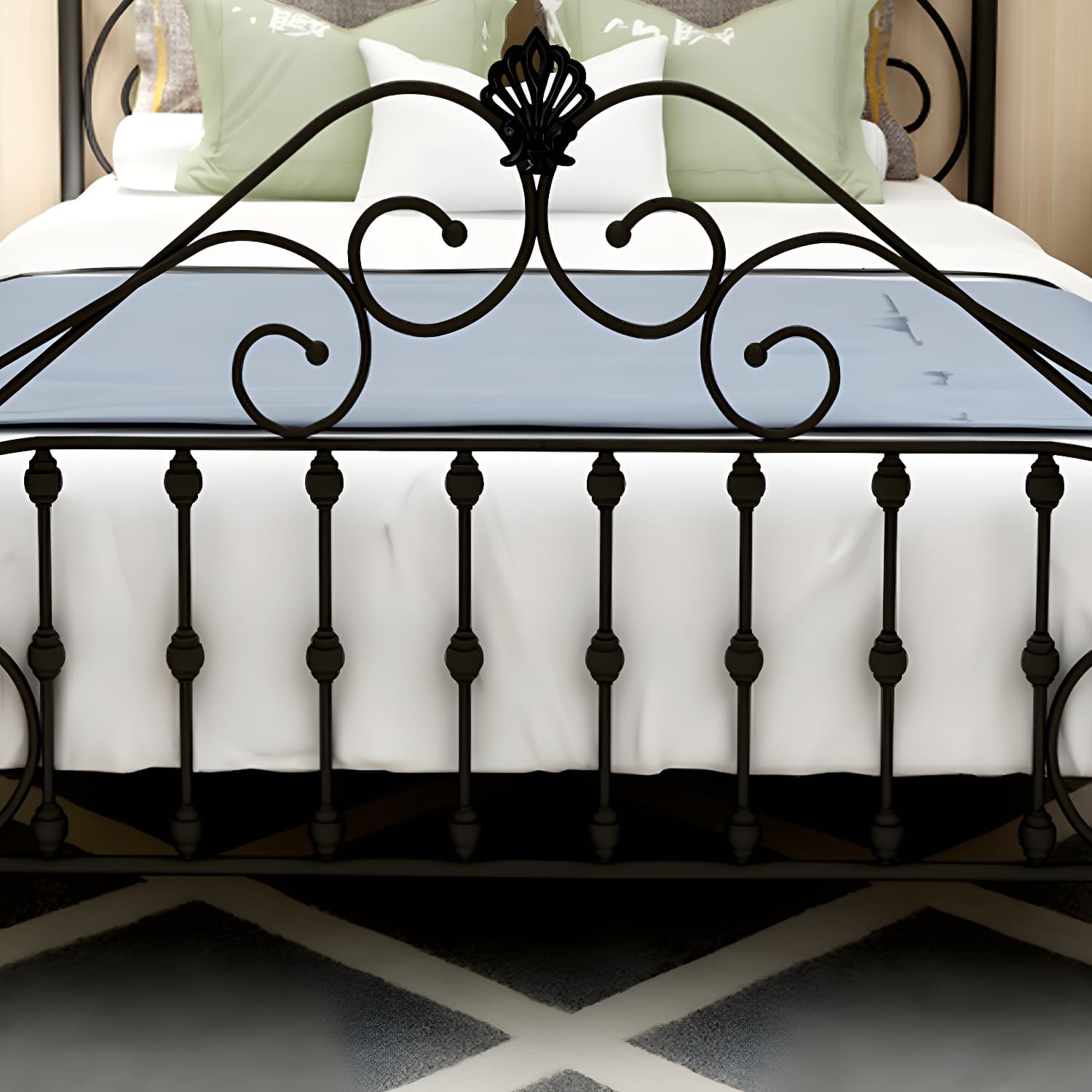 Glam Style Metal Iron Material with Headboard Gold/black/white Bed - image 11