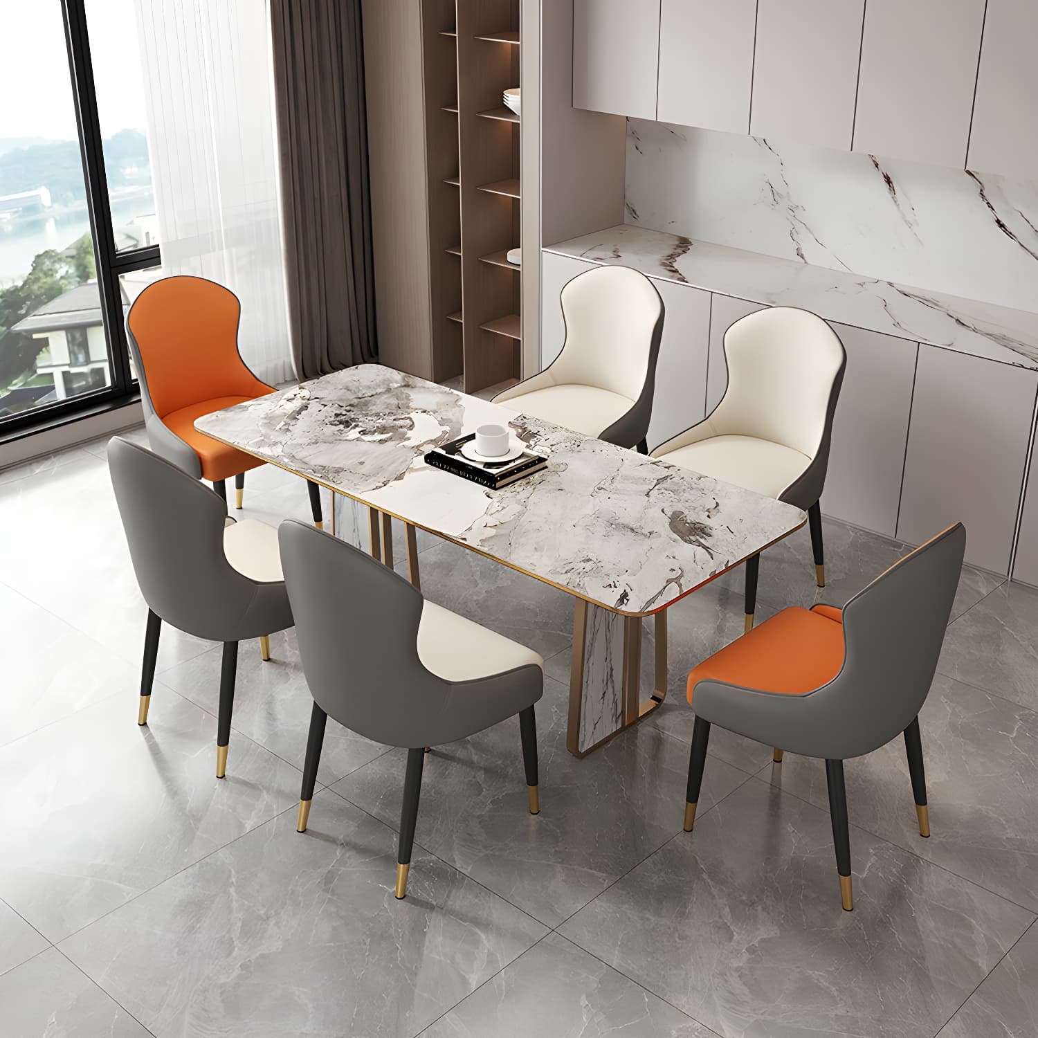 Wingback Faux Leather Side Chair with Metal Legs and Upholstered Seat for Kitchen & Dining - image 13
