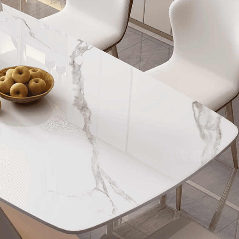 Rectangular Trendy Cream Fixed Standard Height Dining Table for 4/Seats 6 with Sintered Stone Top - image 7