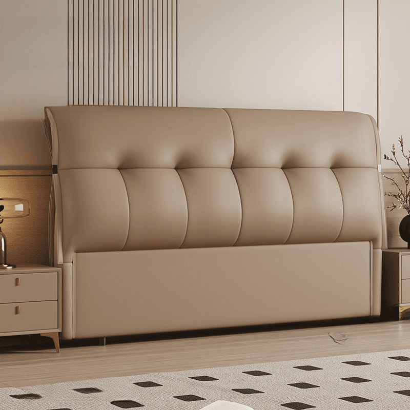 Simplistic Panel Headboard with No Distressing, Piled Tufted Rectangular Design for King/Queen/Full Bed, Sponge Upholstery Fill, Standard Height
