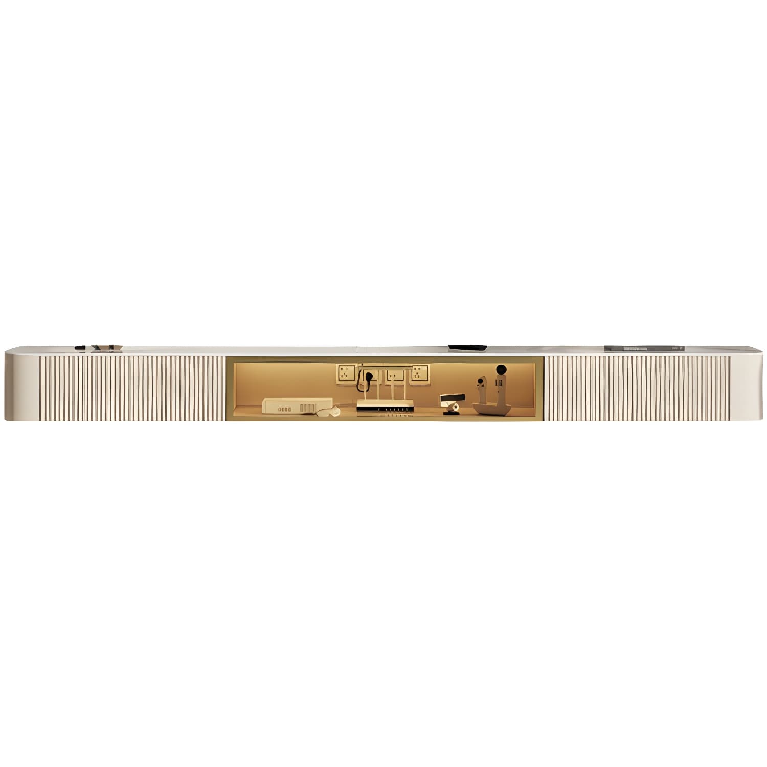 Wall-mounted Enclosed TV Storage Luxury Sintered Stone TV Cabinet - image 5