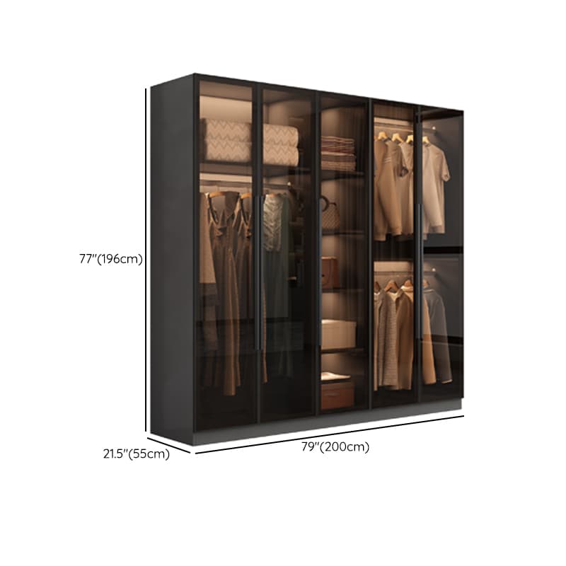 Ink-Colored Manufactured Wood Detached Wardrobe Closet with Soft Close Drawer, Door, Interior Shelves, and Clothing Rod - image 13