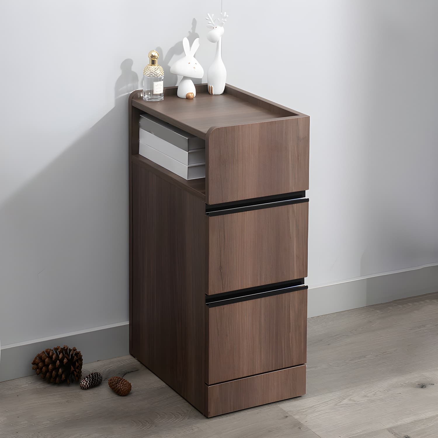 Scandinavian Accent Table Nightstand 25.5" Tall with 2 Drawers - image 3