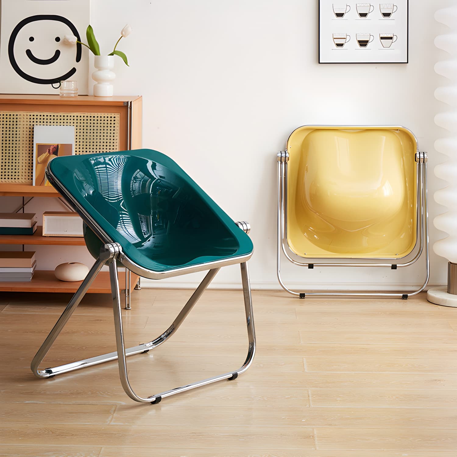 Modern Collapsible Side Chair with Low Back and Foldable Design in Plastic & Acrylic - image 17