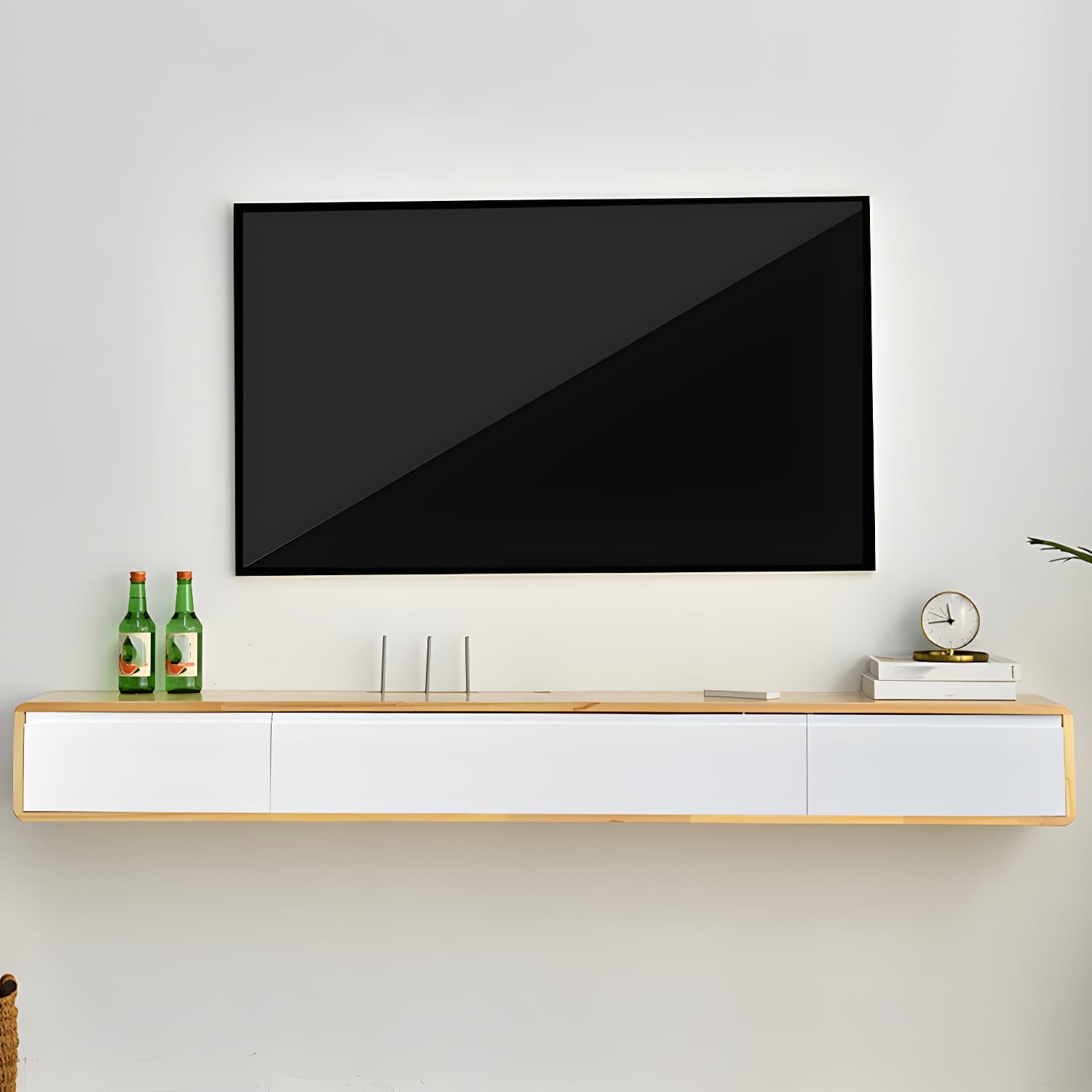 Wall-mounted TV Console Solid Wood TV Media Console with Drawers - image 20