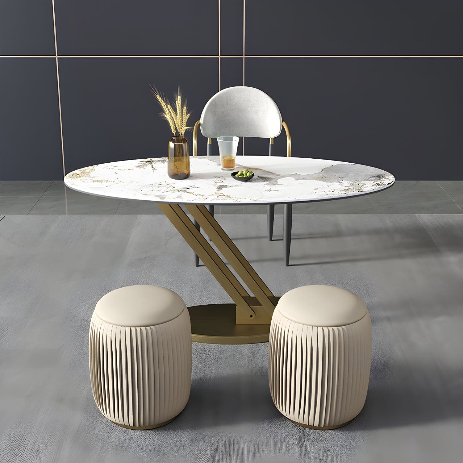 Round Slate Coffee Table with Lift Top Pedestal Base 1 Single Cocktail Table - image 3