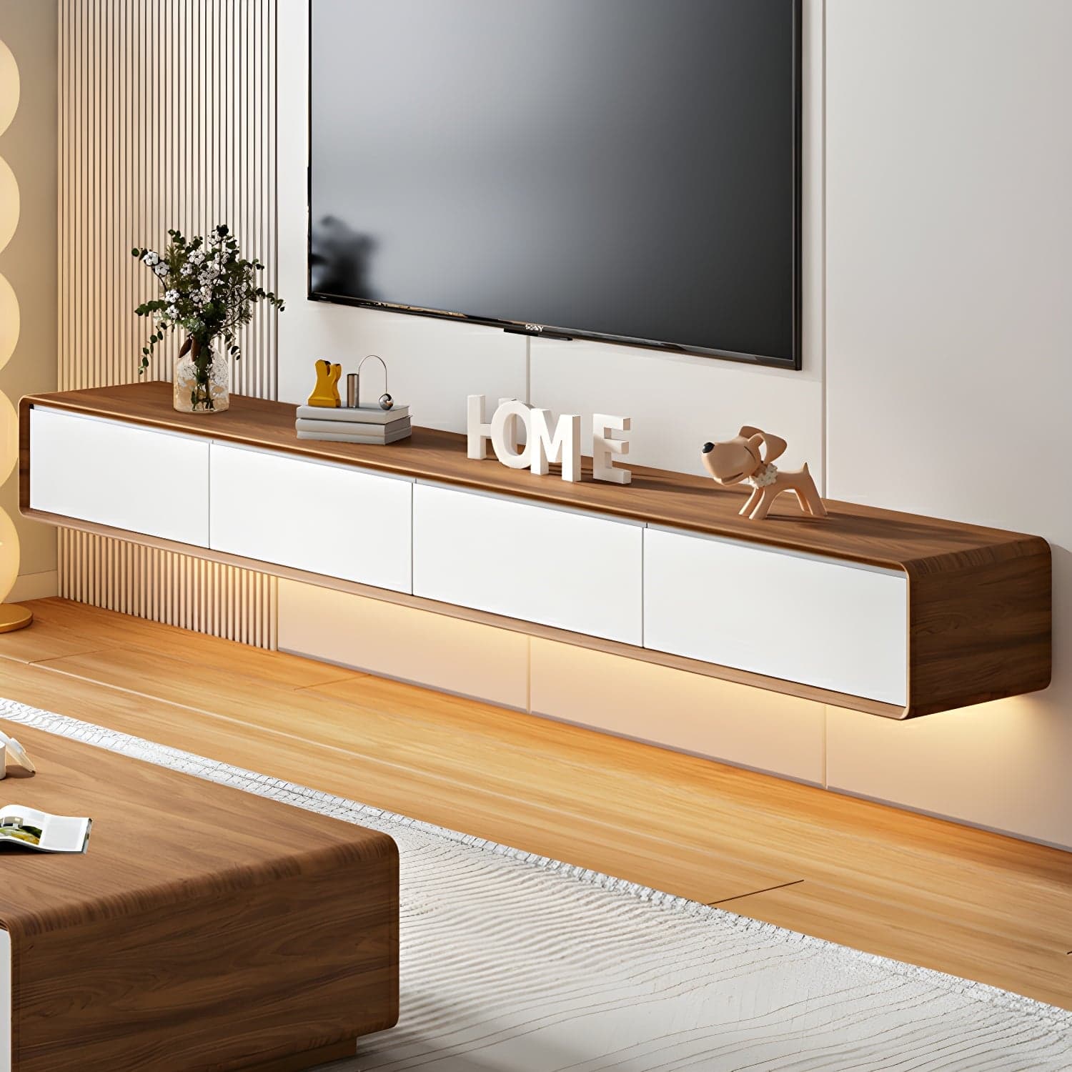 Modern Floating 2-Drawer TV Cabinet with Cable Management for Living Room - image 7
