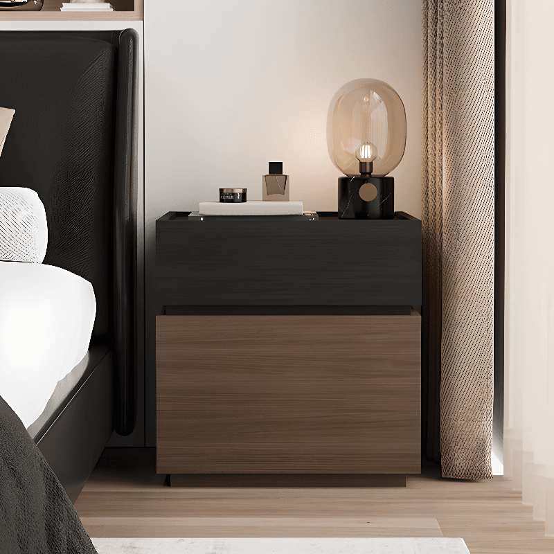Organic Modern Bedside Cabinet Nightstand with 1 Drawer, 1 Cabinet, 2 Shelves, Right Orientation, and Particle Board Wood - image 12