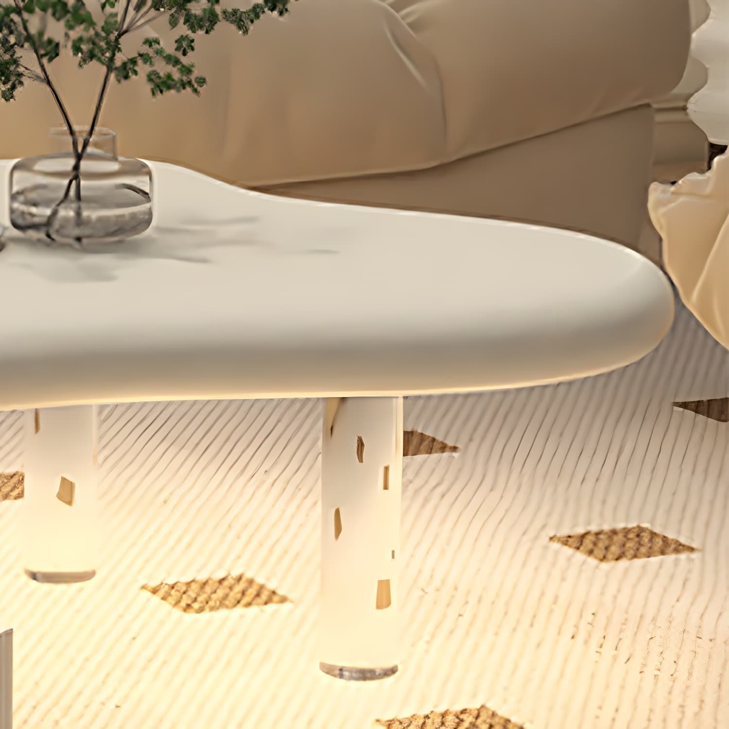 Nordic Irregular Coffee Table in White of 15.7" H with Acrylic Legs - image 9