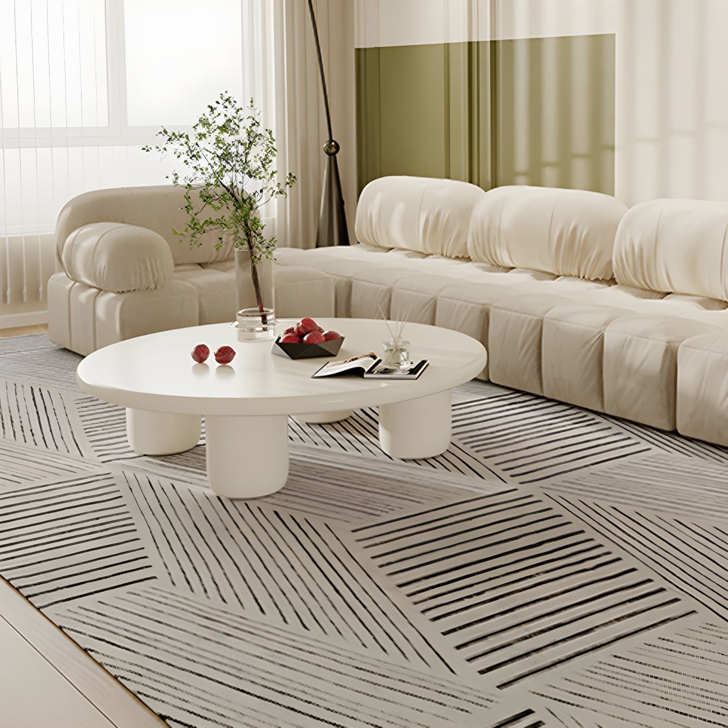 Scandinavian 4 Legs Coffee Table Round 1 Single Cocktail Table - image 12