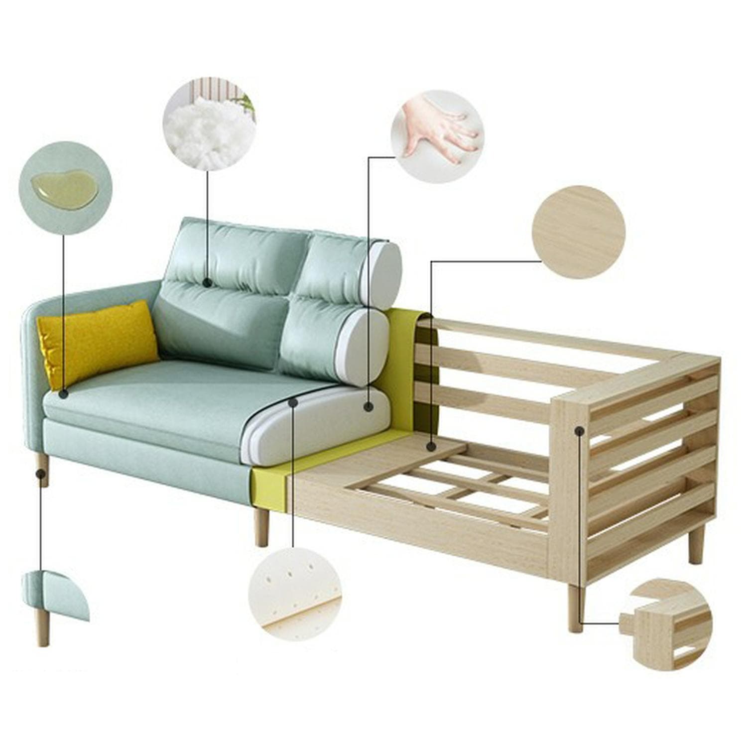 Modern Square Arm Storage Sofas with Loose Back and Ottoman for Living Room - image 19