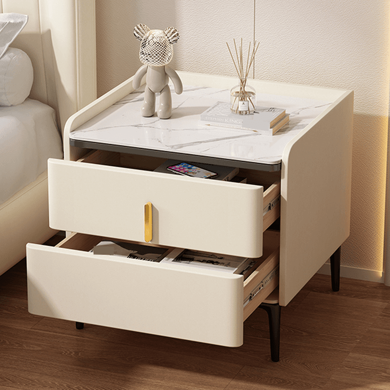 Minimalist 2 Tiers Drawer Storage Bedside Table with Faux Marble Countertop - image 9