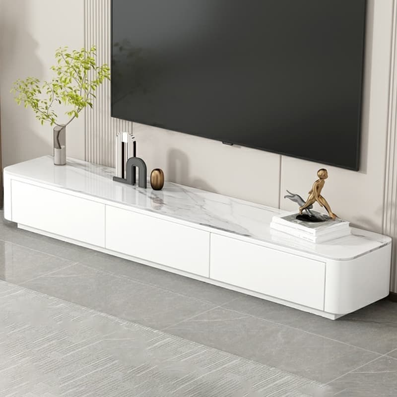 Stone Low TV Stand with Soft-close Drawers and Cable Management - image 3