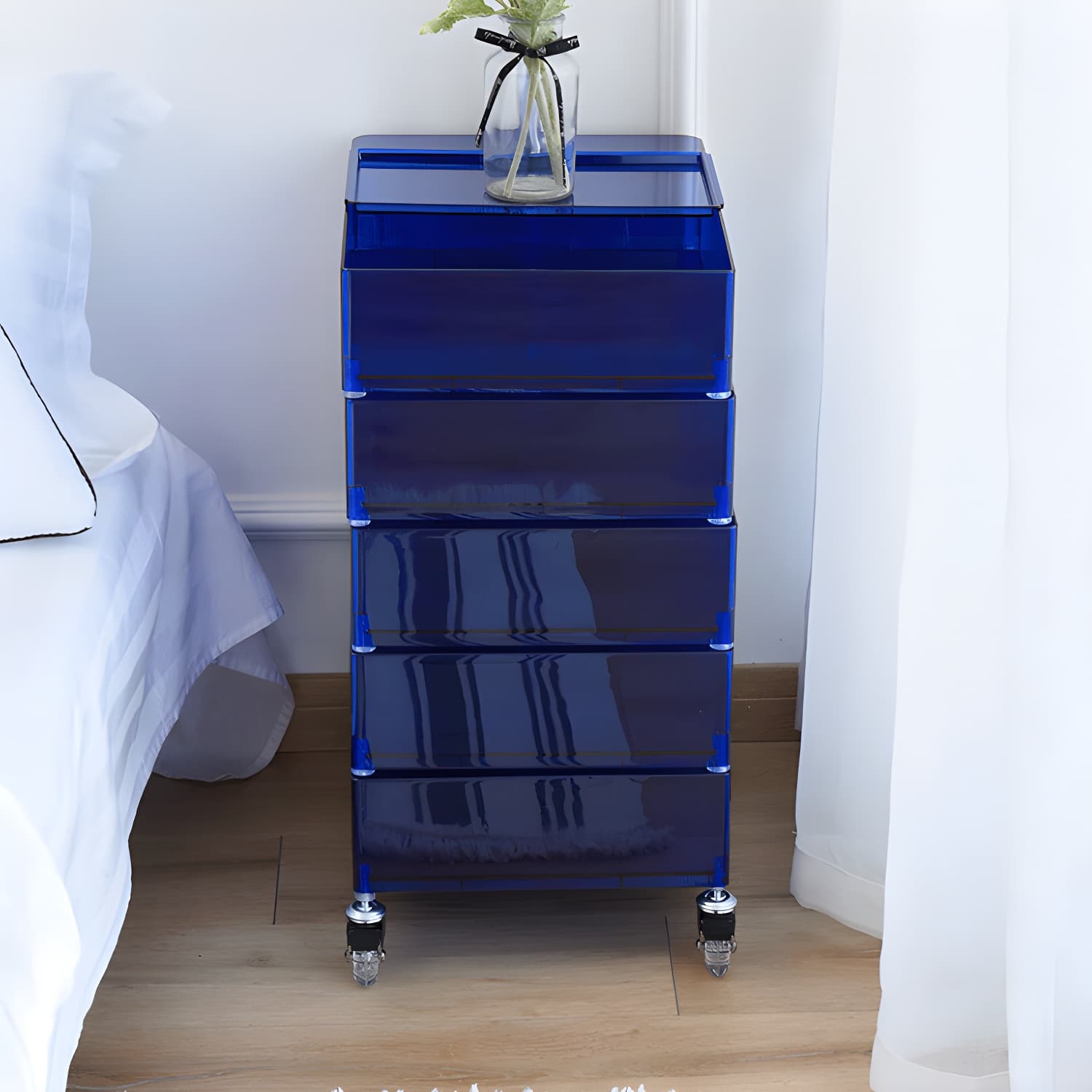 Plastic Five-Drawer Nightstand 28" H Night Table with Casters - image 15
