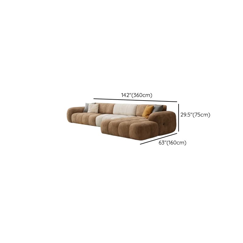 Channel Back L-Shape/Straight Right Hand Facing/Horizontal Sofa Recliner/Sofa Couch in Brown/Beige with Concealed Support & Pine Wood Frame for Living Room - image 26