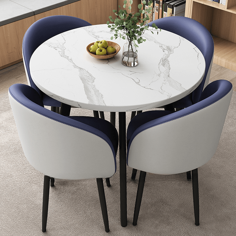 Circular Manufactured Wood Dining Table Set with Upholstered Back, Padded Chair, Arms, Seats 4 - image 3