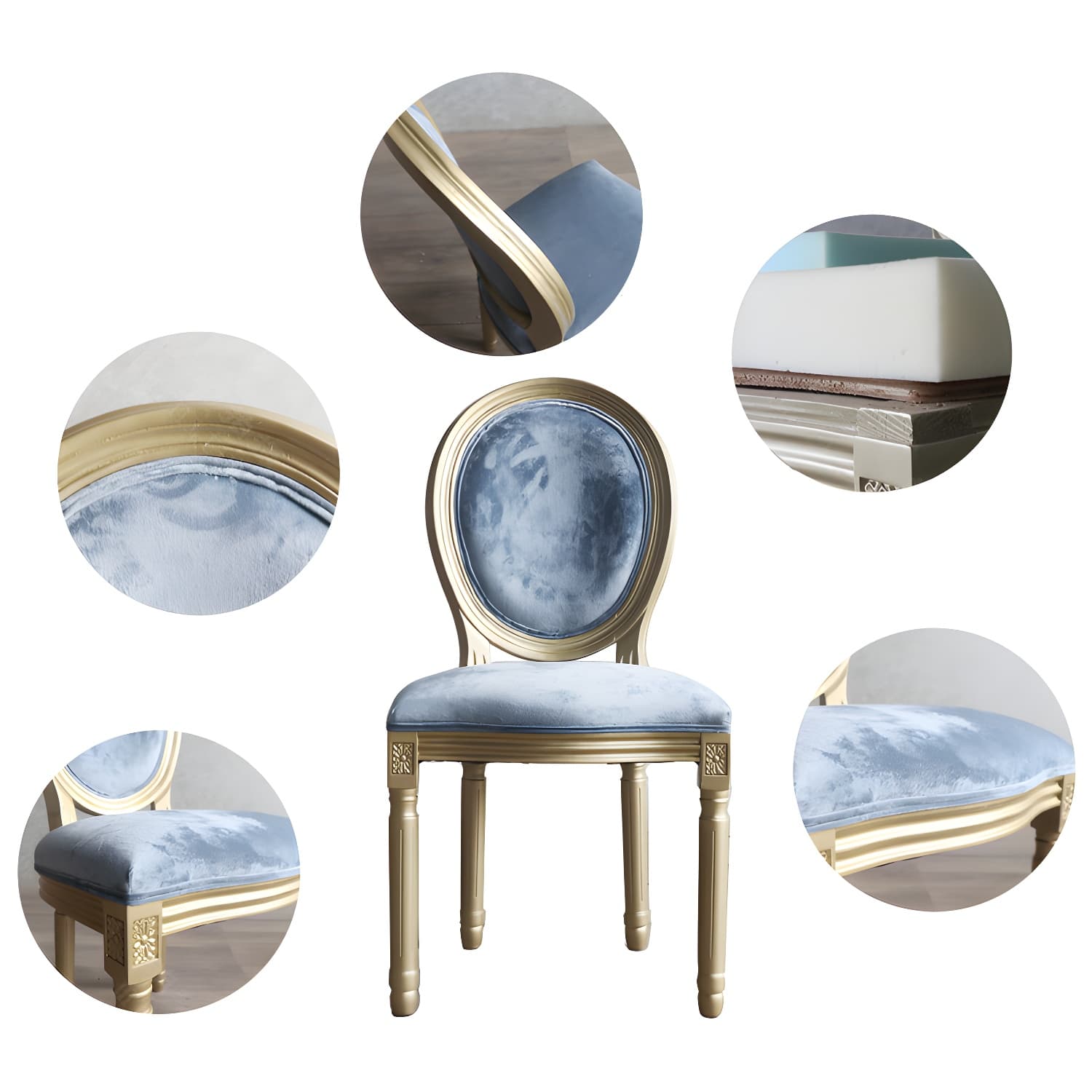 Traditional Velvet Dining Chair 38''H King Louis Back Side Chair with 4 Legs for Restaurant - image 22