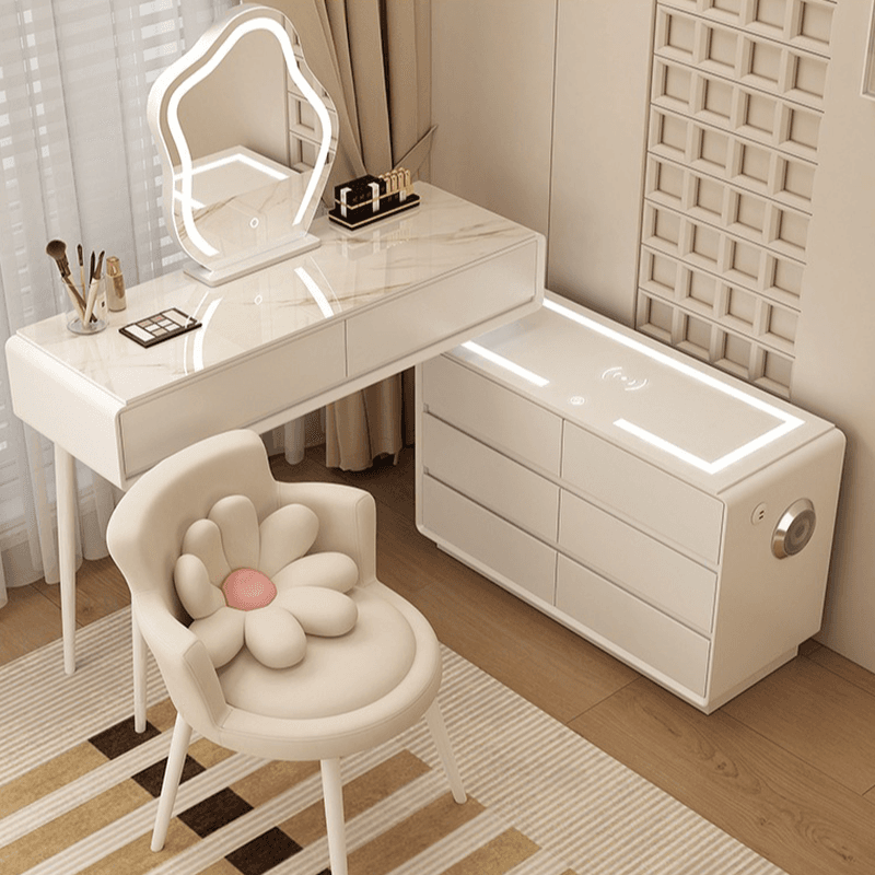 Bluetooth Compatible Vanity Set with LED Lighting, Electrical Outlet, Scalable Design, Push-Pull, and Adjustable Touch Brightness - image 4