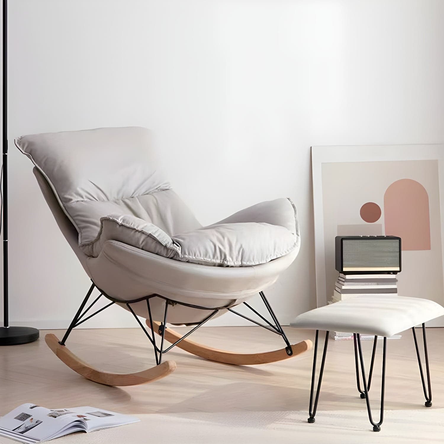 Modern Single Lazy Rocking Chair Indoor Sofa Rocking Chair with Cushion - image 4