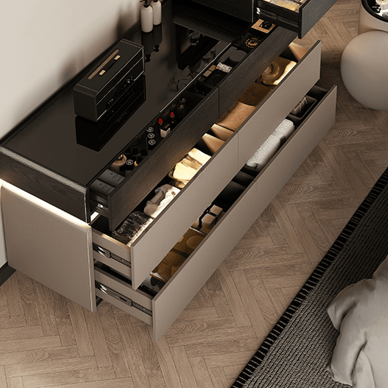 Multi-Purpose Vanity Set with Lighting, Scalable 2-in-1 Design, Push-Pull Function, Adjustable Touch, and Brightness