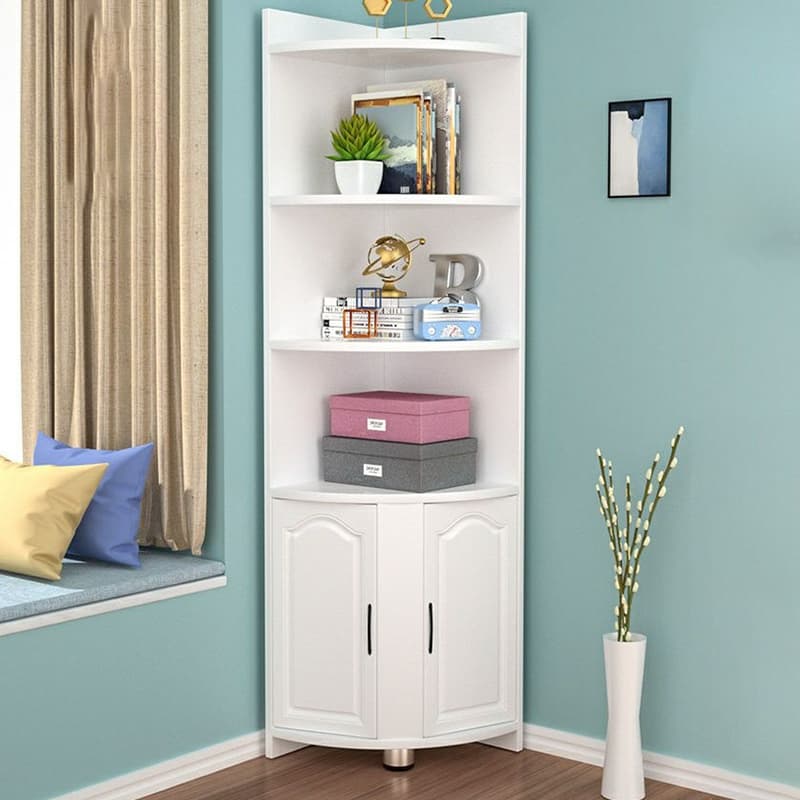 Modern Wood Corner Accent Cabinet with Open Shelves Wood Doors and 1 Cabinet for Living Room - image 6