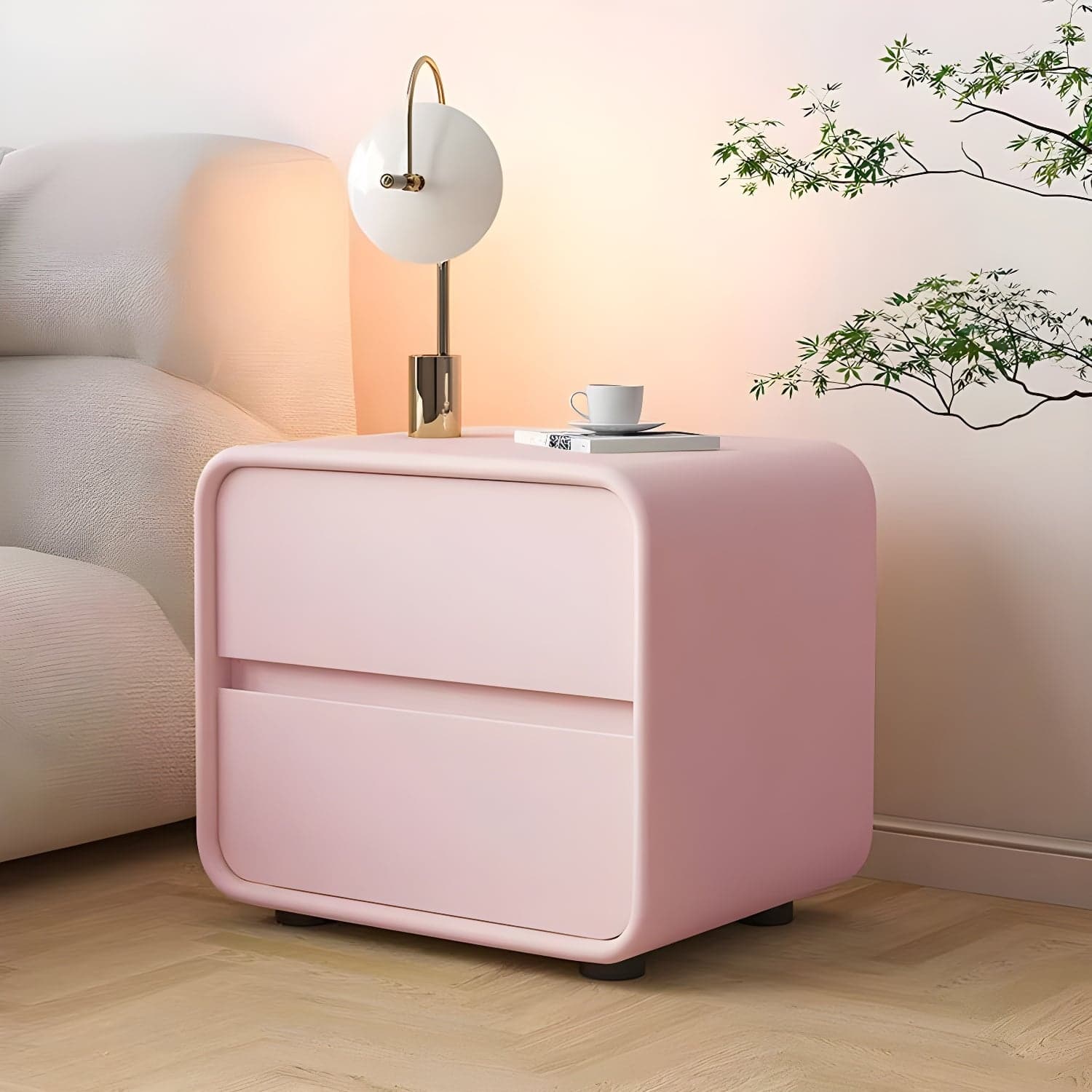 Contemporary Accent Table Nightstand Drawer Storage with 2 Drawers - image 7