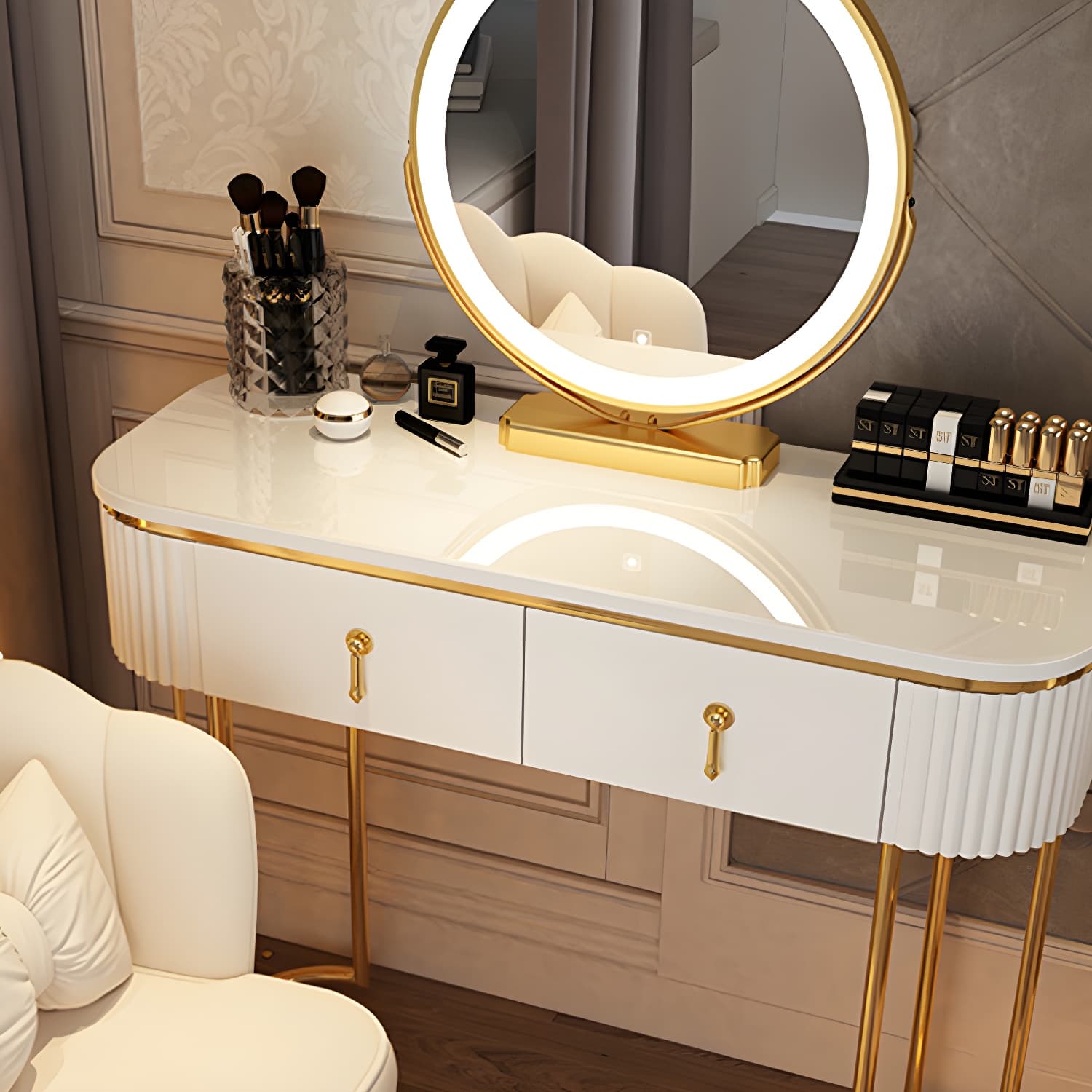 Glam Bedroom Vanity Dressing Table Wood Vanity Dressing Table Set - image 11