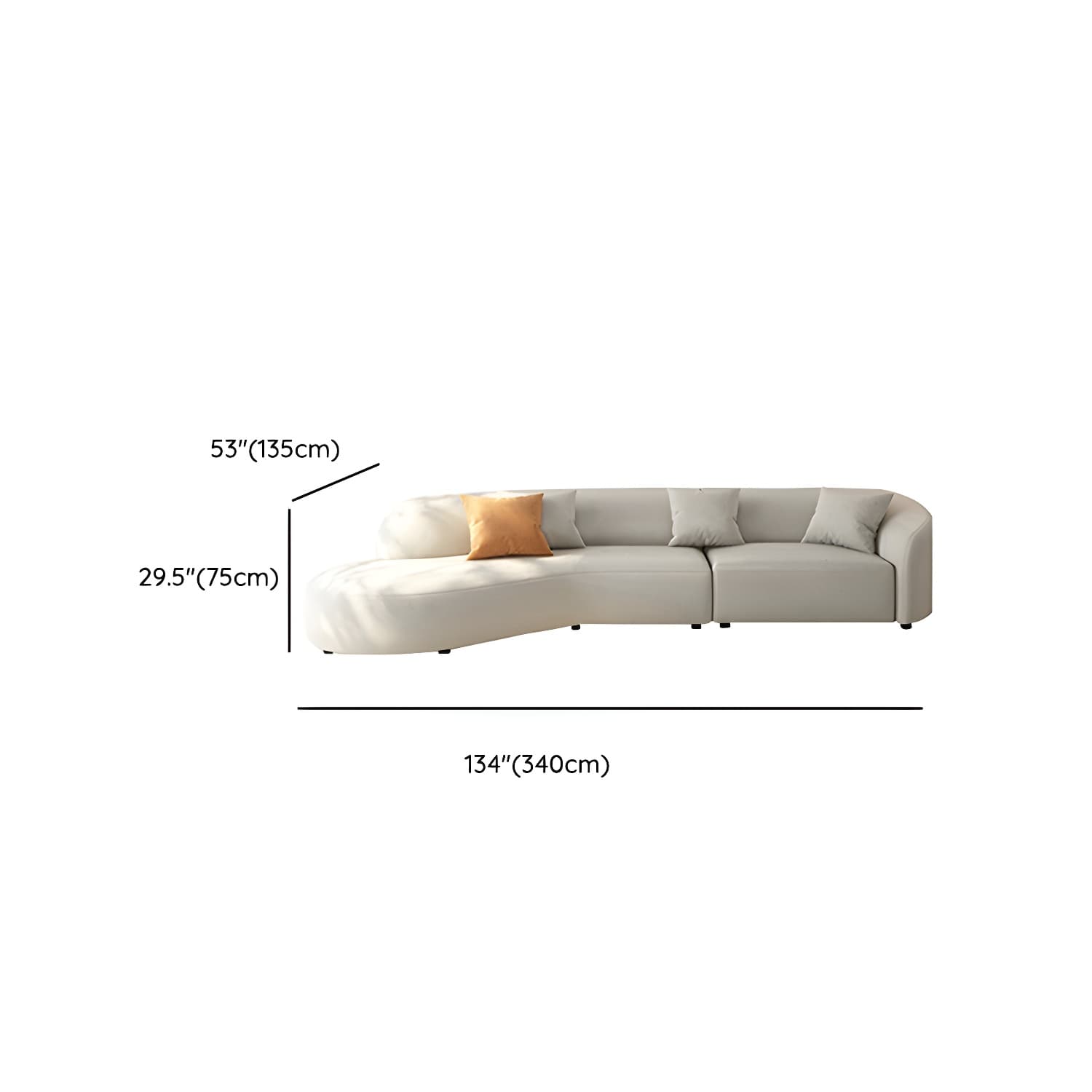 Modern Beige Sectional Sofa with Flared Arms and Cushion Back Design - image 19