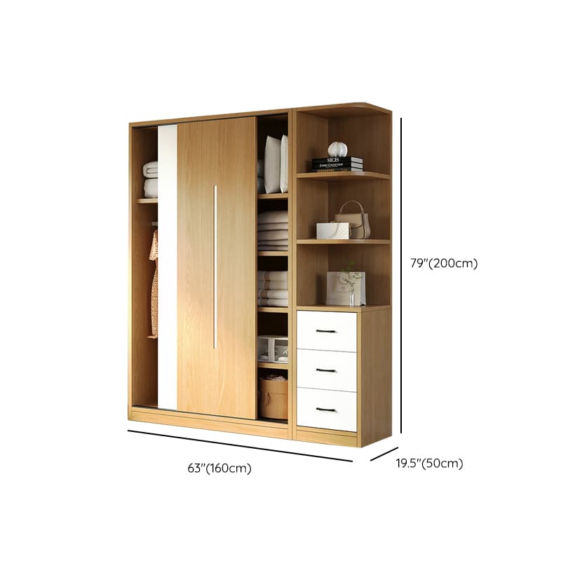 Natural Color Minimalist Cabinet Armoire with Soft Close Drawer, Soft Close Door & Interior Shelves - image 22