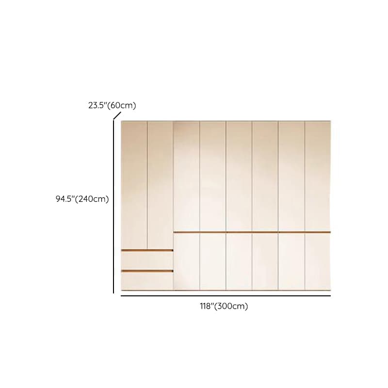 White Minimalist Manufactured Wood Wardrobe Closet with 2 Drawers, Soft Close Door, Interior Shelves, and Clothing Rod - image 26