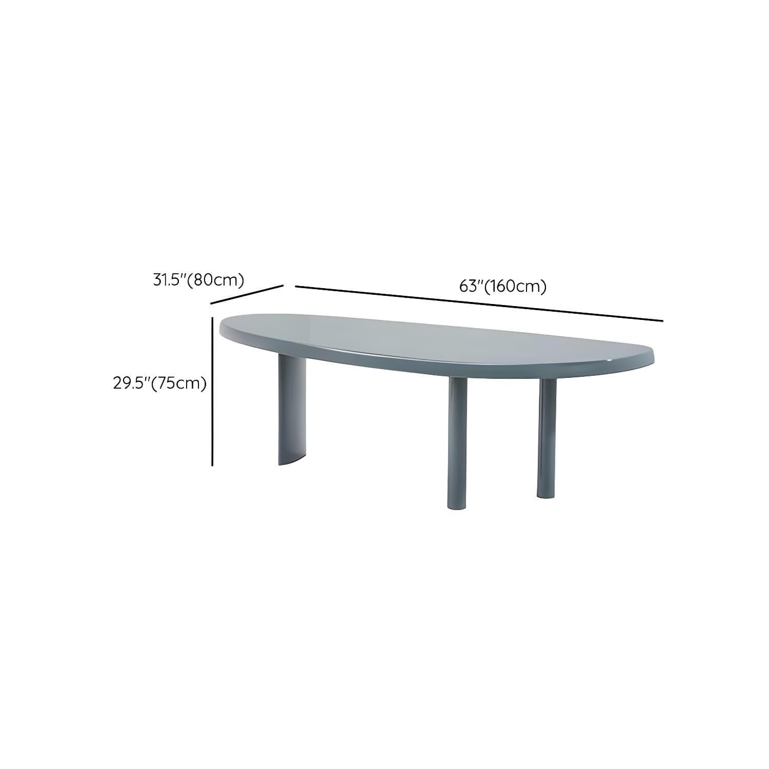 Blue Free Form Scandinavian Dining Table with Wood Top and Legs Standard Height - image 13