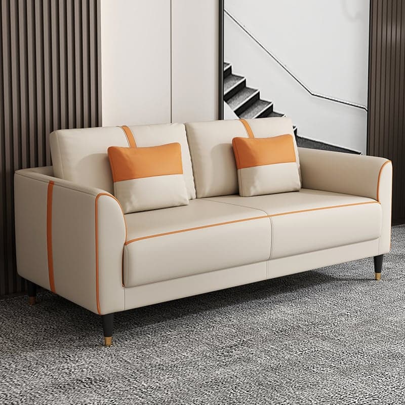Trendy Scratch-durable Lime Green/Cocoa/Coffee Sofa Couch with Flared Arm, 3-Seater, 2 Pillows, and Wide Pillow Back