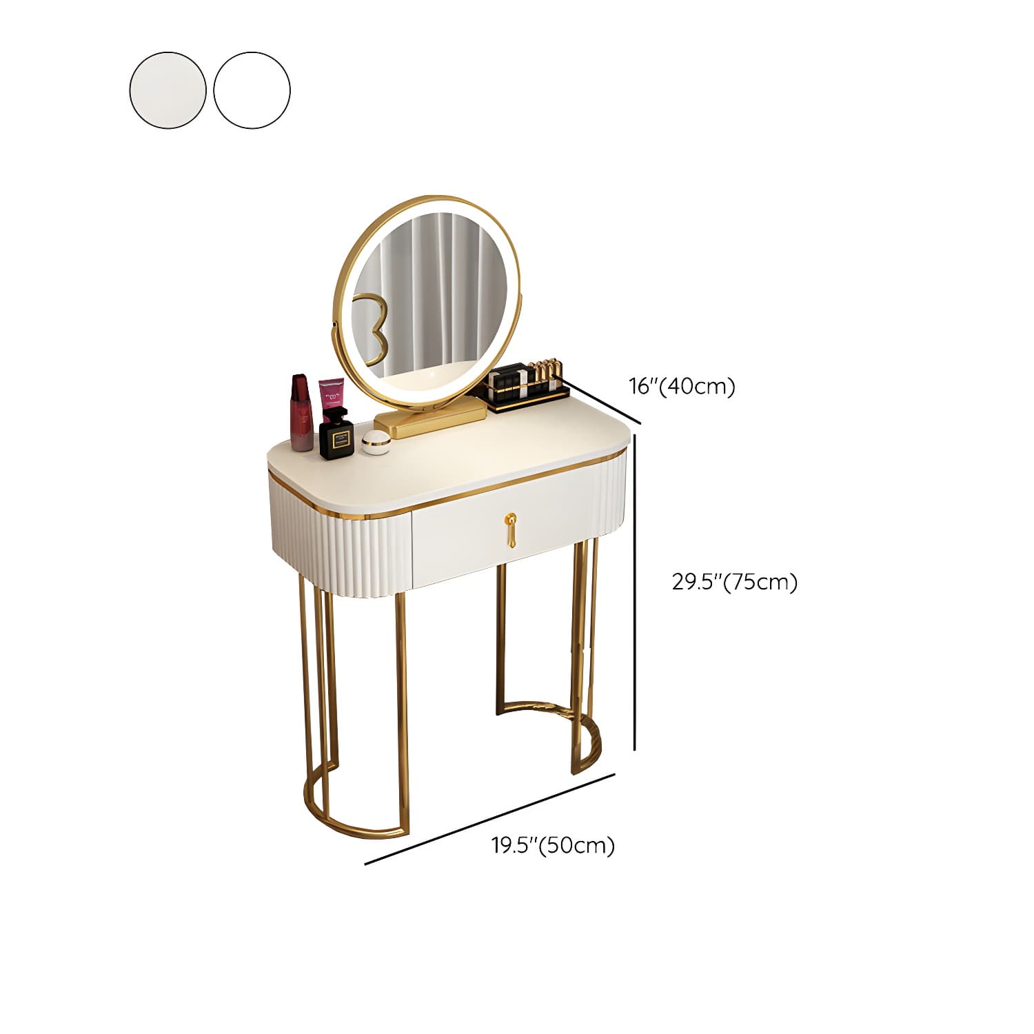 Glam 29.52" Height Makeup Vanity Set with Drawer and Mirror Vanity - image 18