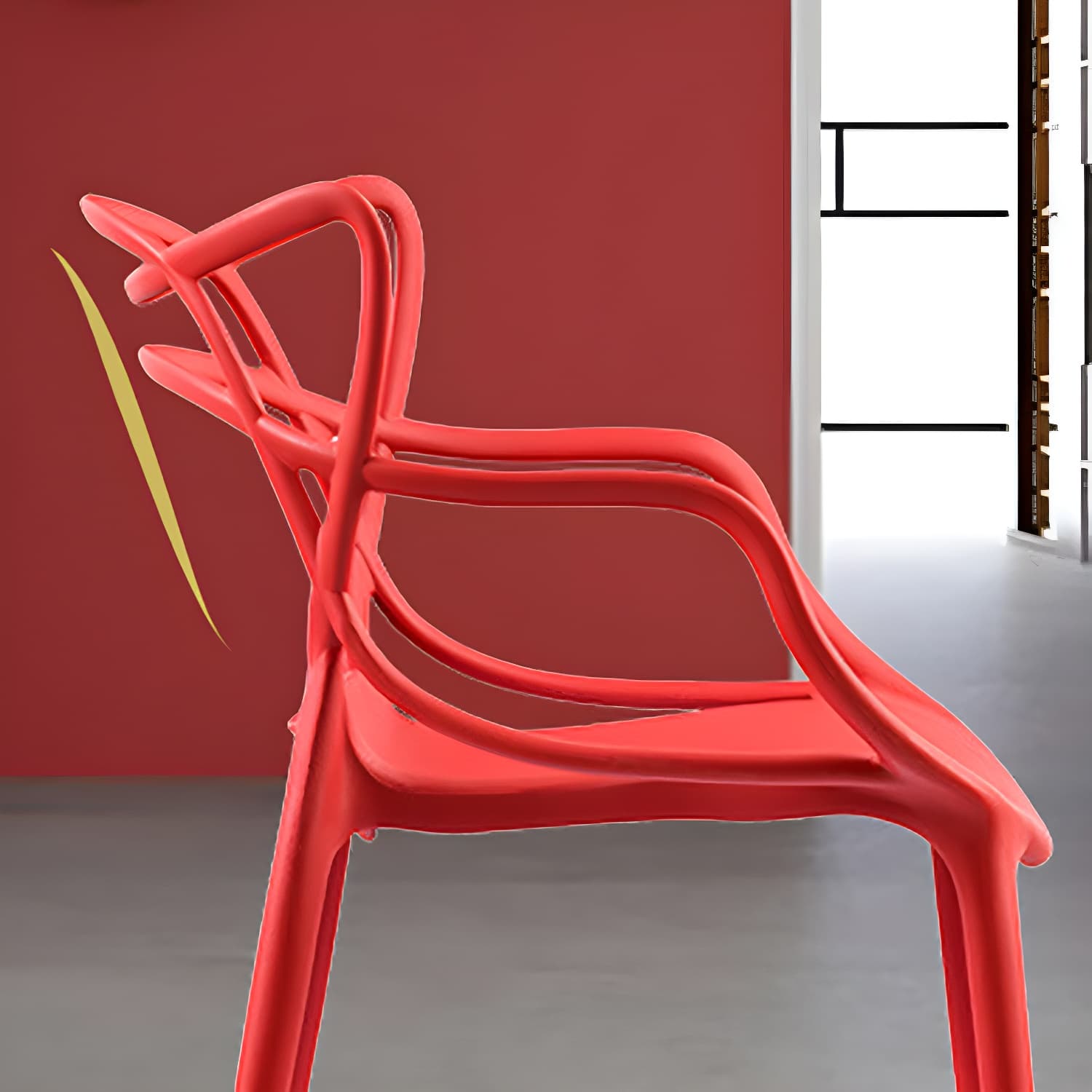 Open Back Dining Arm Chair Modern Indoor-Outdoor Plastic Chair - image 16