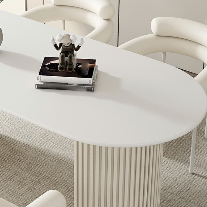 Contemporary Stone Top Oval Dining Table with Metal Legs for Dining Room - image 14