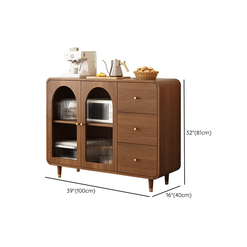 3 Drawers Modish Tan Standard Sink Cabinet with Glass Doors, 2 Shelves/1 Shelf, and Cabinets - image 13