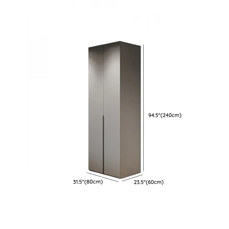 Dove Grey Minimalist Manufactured Wood Wardrobe Closet with Compartments, Soft Close Door, Interior Shelves, and Clothing Rod - image 18