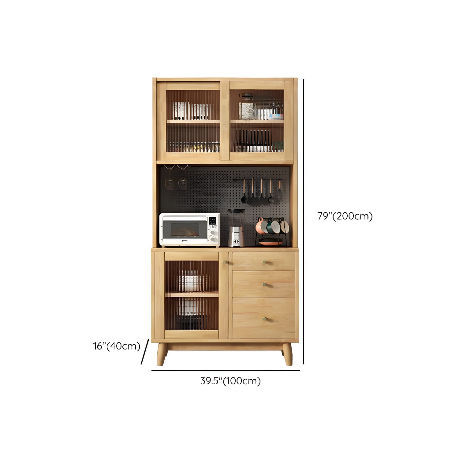 Modern Style Solid Wood Storage Sideboard Cabinet with Glass Doors and Drawers - image 16