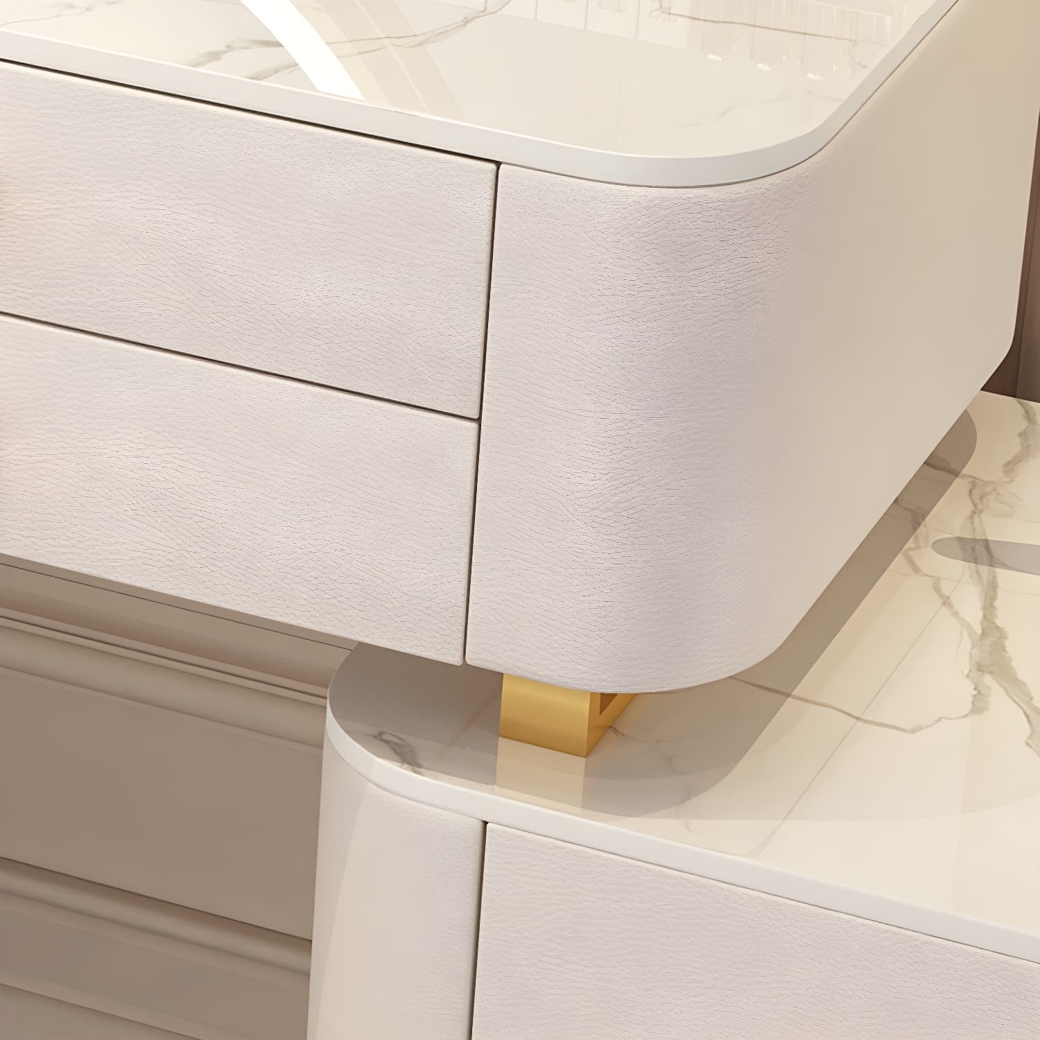 Solid Wood Makeup Vanity Desk Storage Dressing Table Stool Set with Drawer - image 7