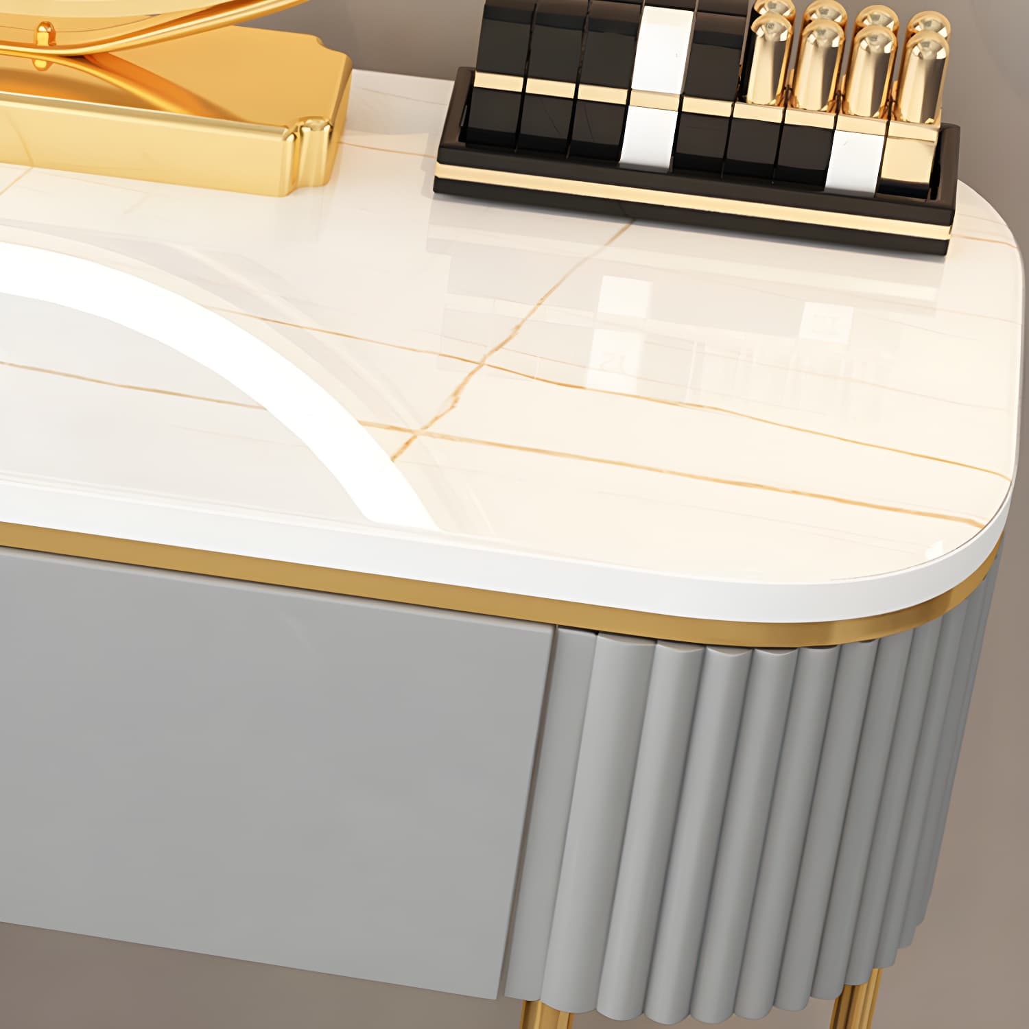 Removable Makeup Counter Lighted Mirror Vanity Dressing Table with Drawer - image 11