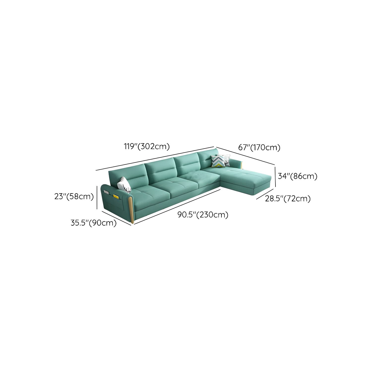 Grey Green Sectional Sofa with Under Seat Storage for Home and Room - image 22