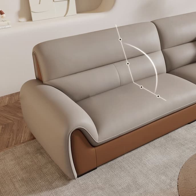 Modern Brown Leather Pillow Top Sectional Sofa with Wood Frame - image 8