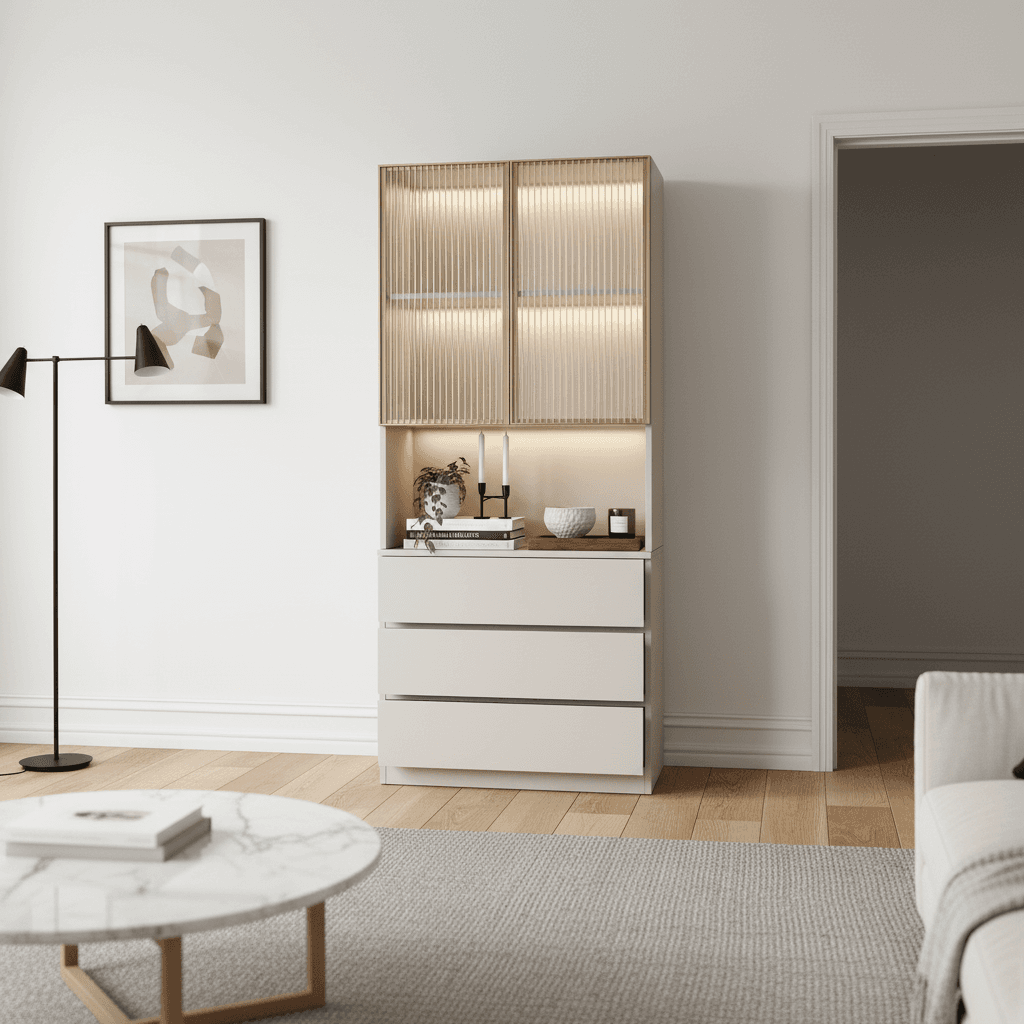 Trendy Sideboard with 3 Drawers, Cupboard, Wide/Standard/Narrow Sizes, 2/1 Shelves, Cabinets, and Glass-panel Door - image 51