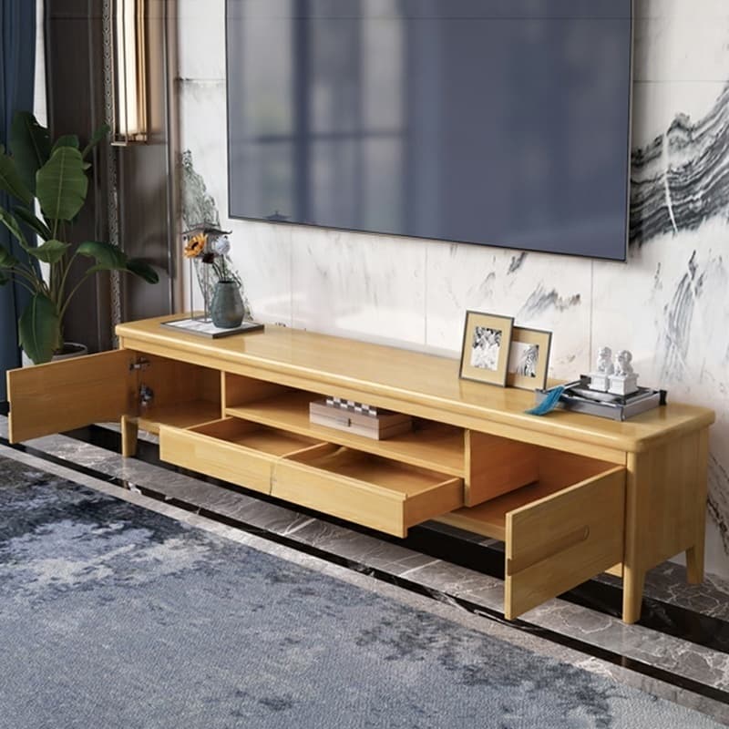 Scandinavian TV Stand with Low Height & Wood Material & 2 Drawers - image 10