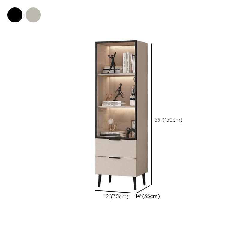Simple Rectangular Damp-proof Accent Cabinet with Closet, Glazed Door, Chalk/Sand Top, and Soft Close Drawer - image 10