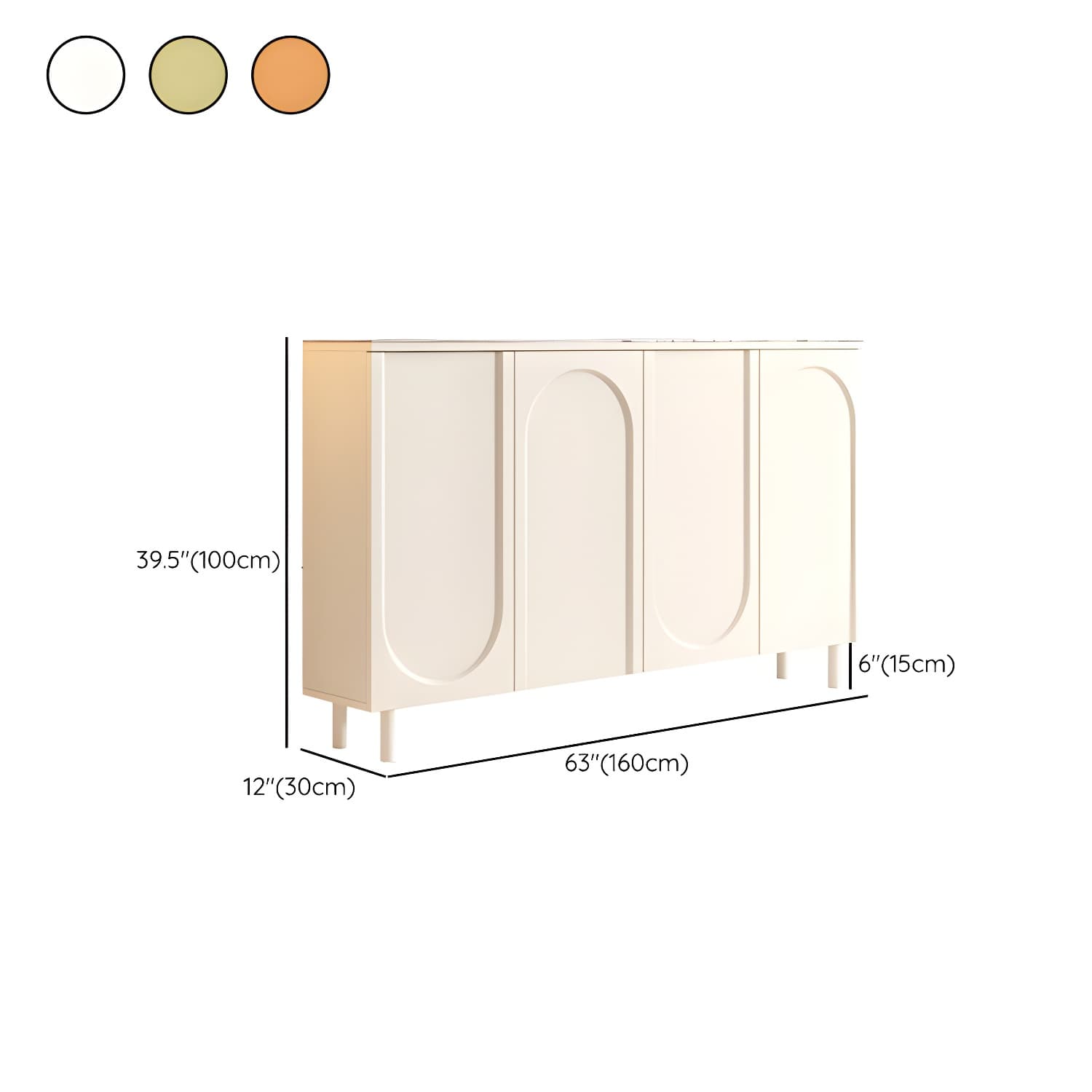 Scandinavian Wood Buffet Sideboard Cabinet with Stone Countertop Shelves Included - image 18